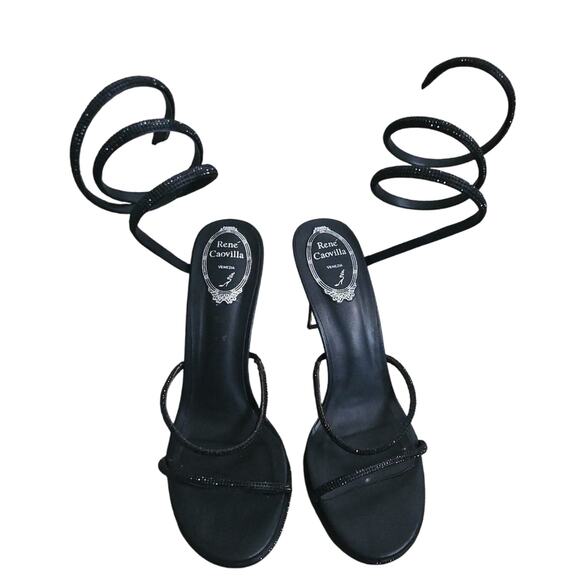 Rene Caovilla CLEO BLACK SANDAL Heels 80 EU41 - Picture 8 of 12